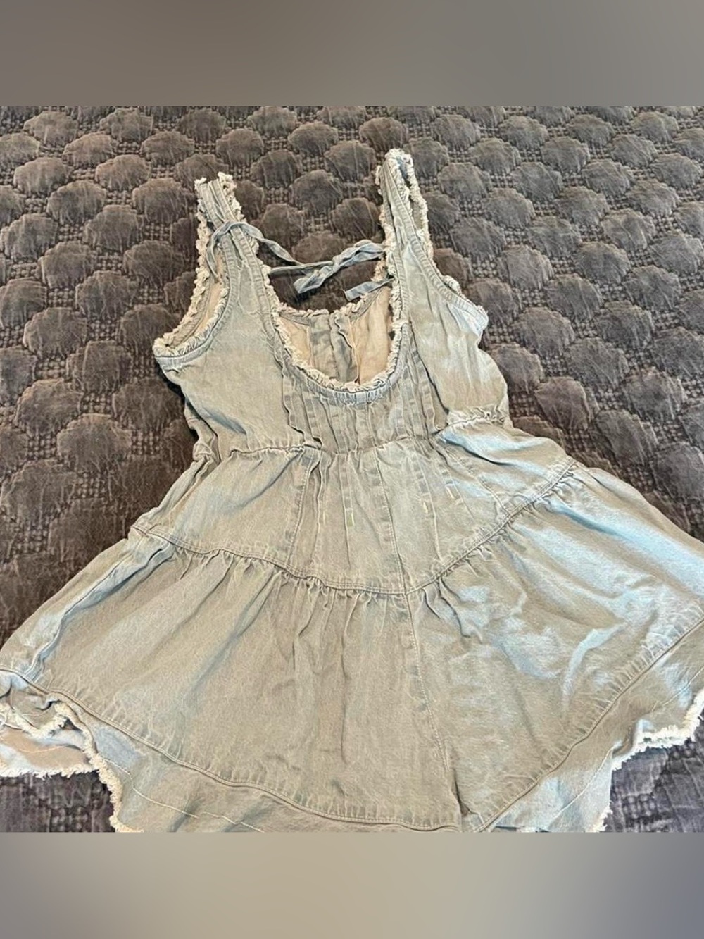 We The Free People Nikita Romper Light Blue Denim - Picture 4 of 5